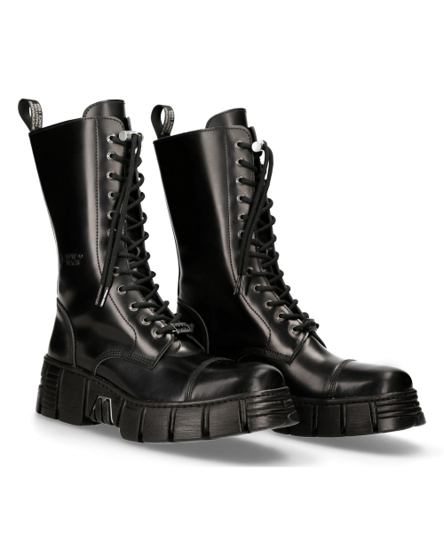 BOOT BLACK TOWER WITH LACES M-WALL127N-C1