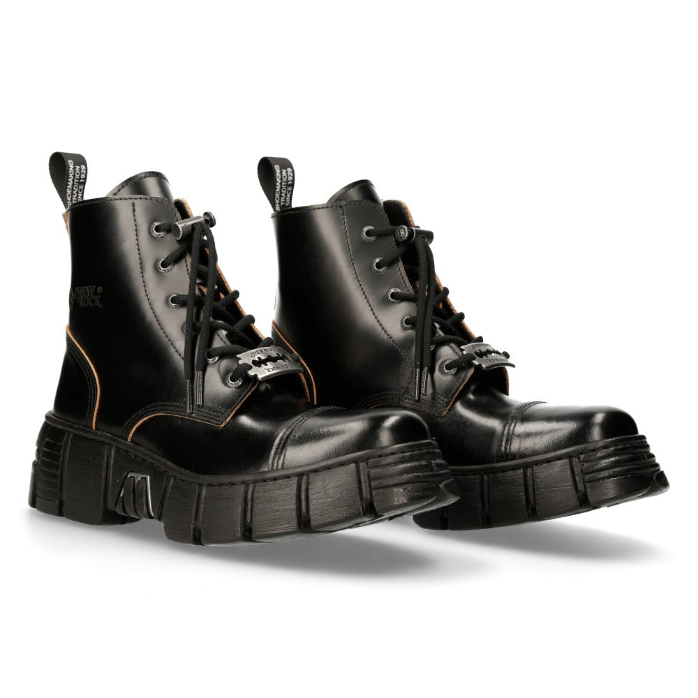 ANKLE BOOT BLACK TOWER WITH LACES M-WALL005NK-S1